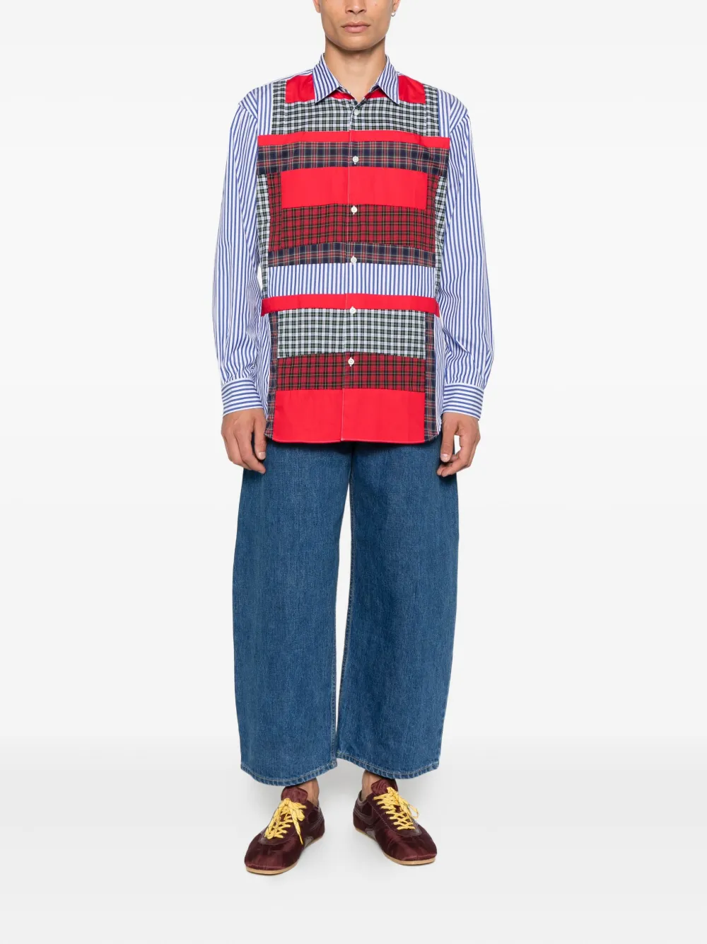 Comme Des Garçons Shirt Overhemd met patchwork en lange mouwen - Blauw