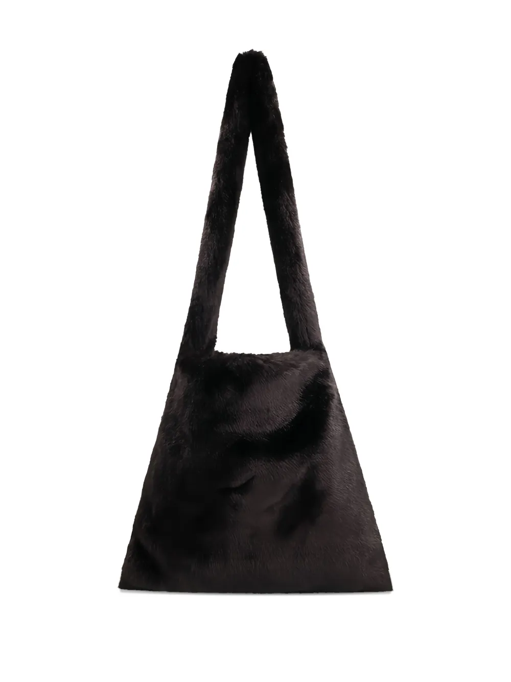BB Couture furry-texture beaver shoulder bag - Zwart