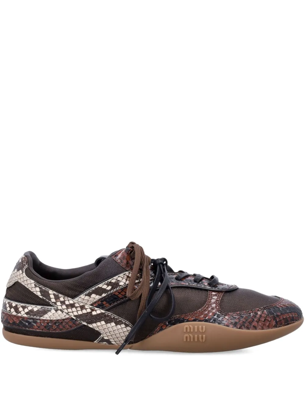 Miu Miu snakeskin-effect leather sneakers | Brown | Image 1