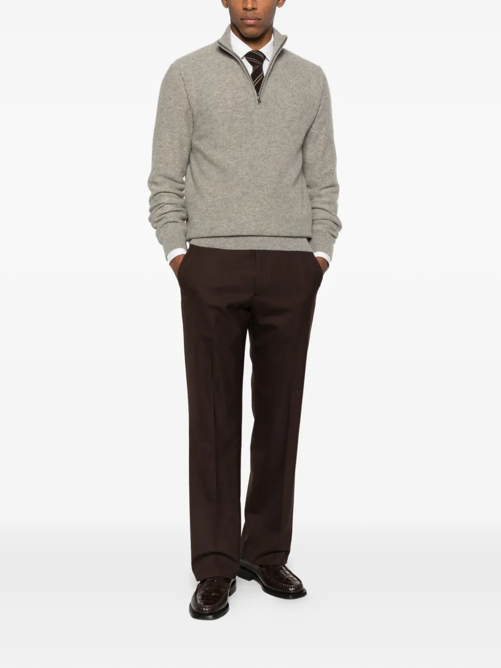 Vince zip mock-neck sweater - Grijs