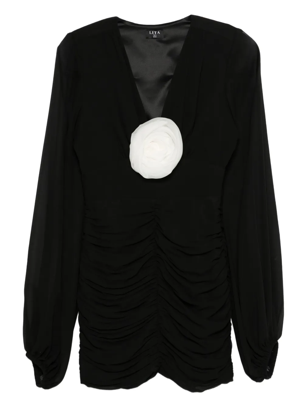 LITA COUTURE Rue floral-appliqué mini dress | Black | Image 1