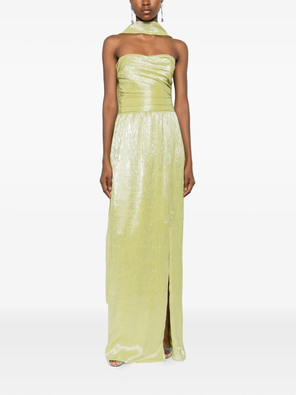 Lita Couture Thais Scarf-detail Maxi Dress In Green
