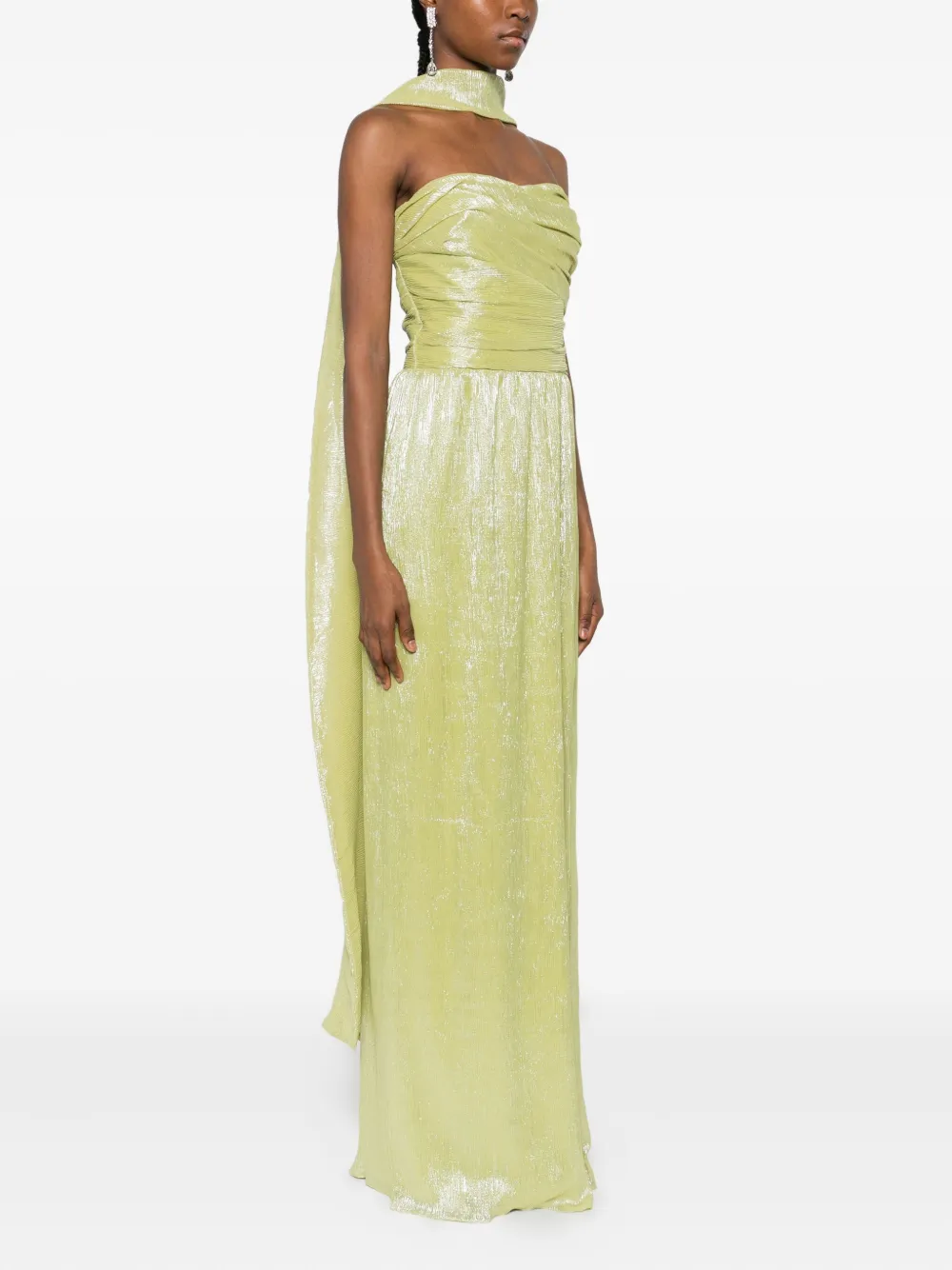 Lita Couture Thais Scarf-detail Maxi Dress In Green
