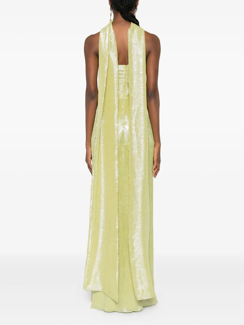 Lita Couture Thais Scarf-detail Maxi Dress In Green