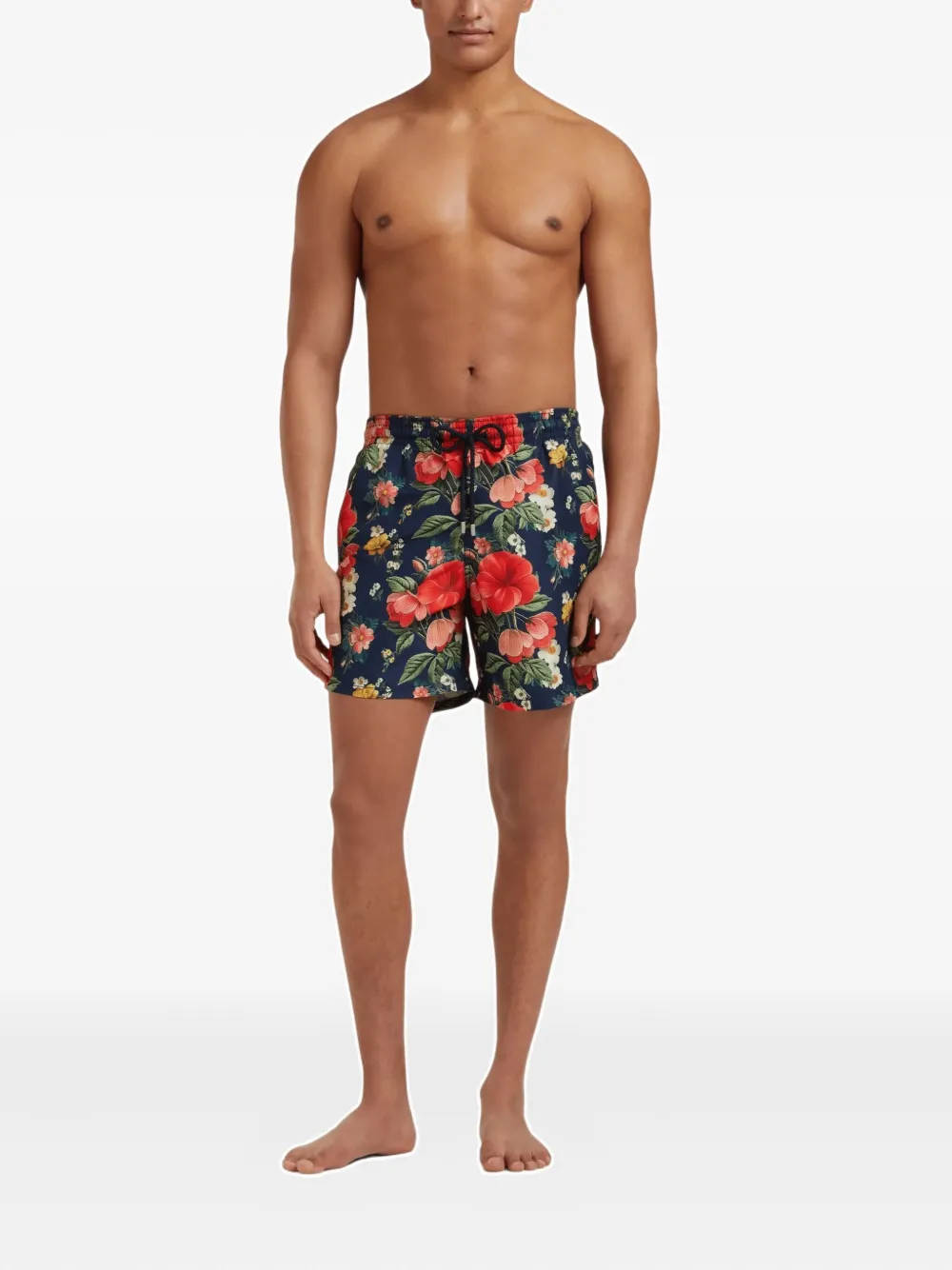 Vilebrequin Zwembroek met elastische tailleband en bloemenprint Blauw