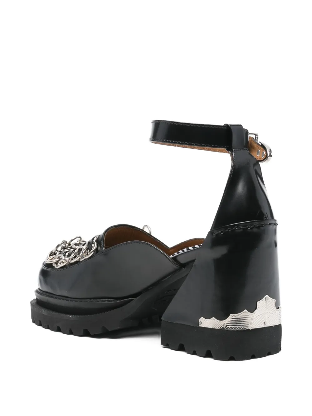 Toga Pulla 80mm chain-detail ankle-strap pumps Zwart