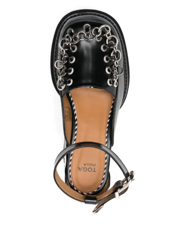 Toga Pulla 80mm chain-detail ankle-strap Pumps | Black | FARFETCH ID