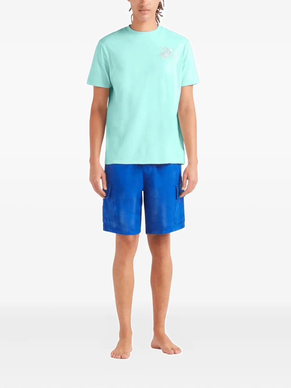 Vilebrequin turtle-embroidery crew-neck T-shirt - Blauw