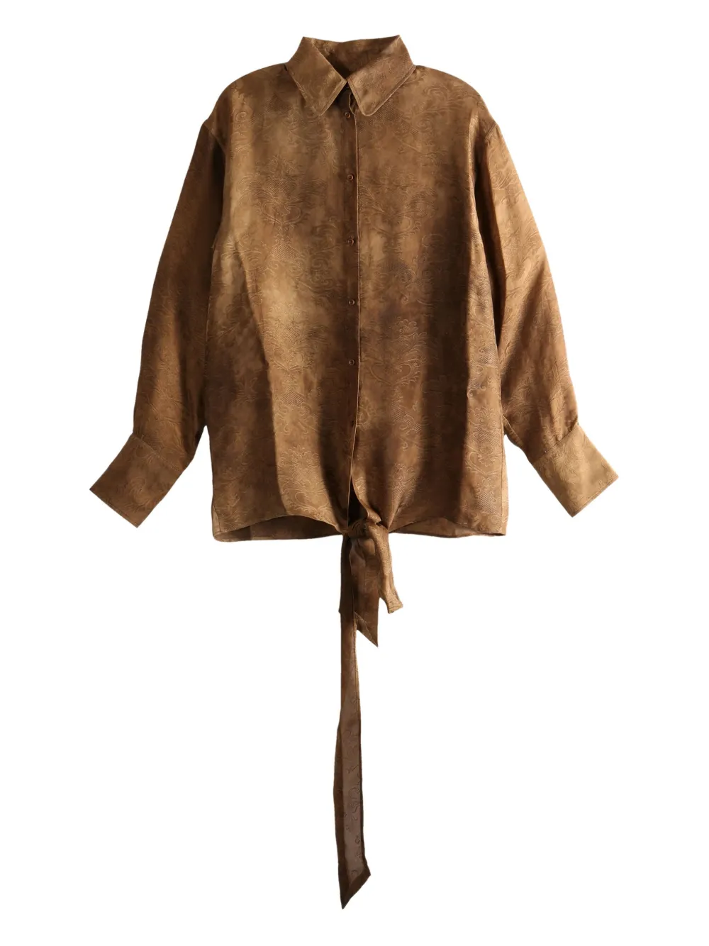 Uma Wang camisa con detalle de moño | marrón | Image 1
