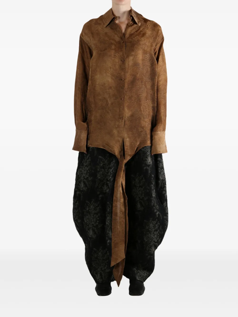 Uma Wang tie-detailing shirt - Bruin