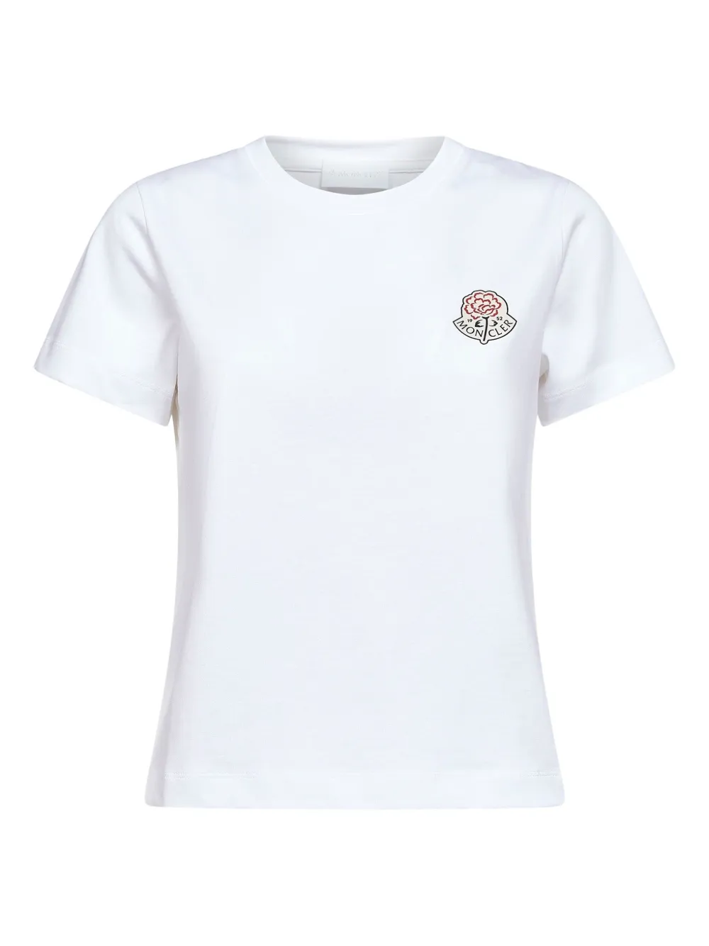 Moncler Crew Neck Short Sleeve T-shirt With Embroidery In White