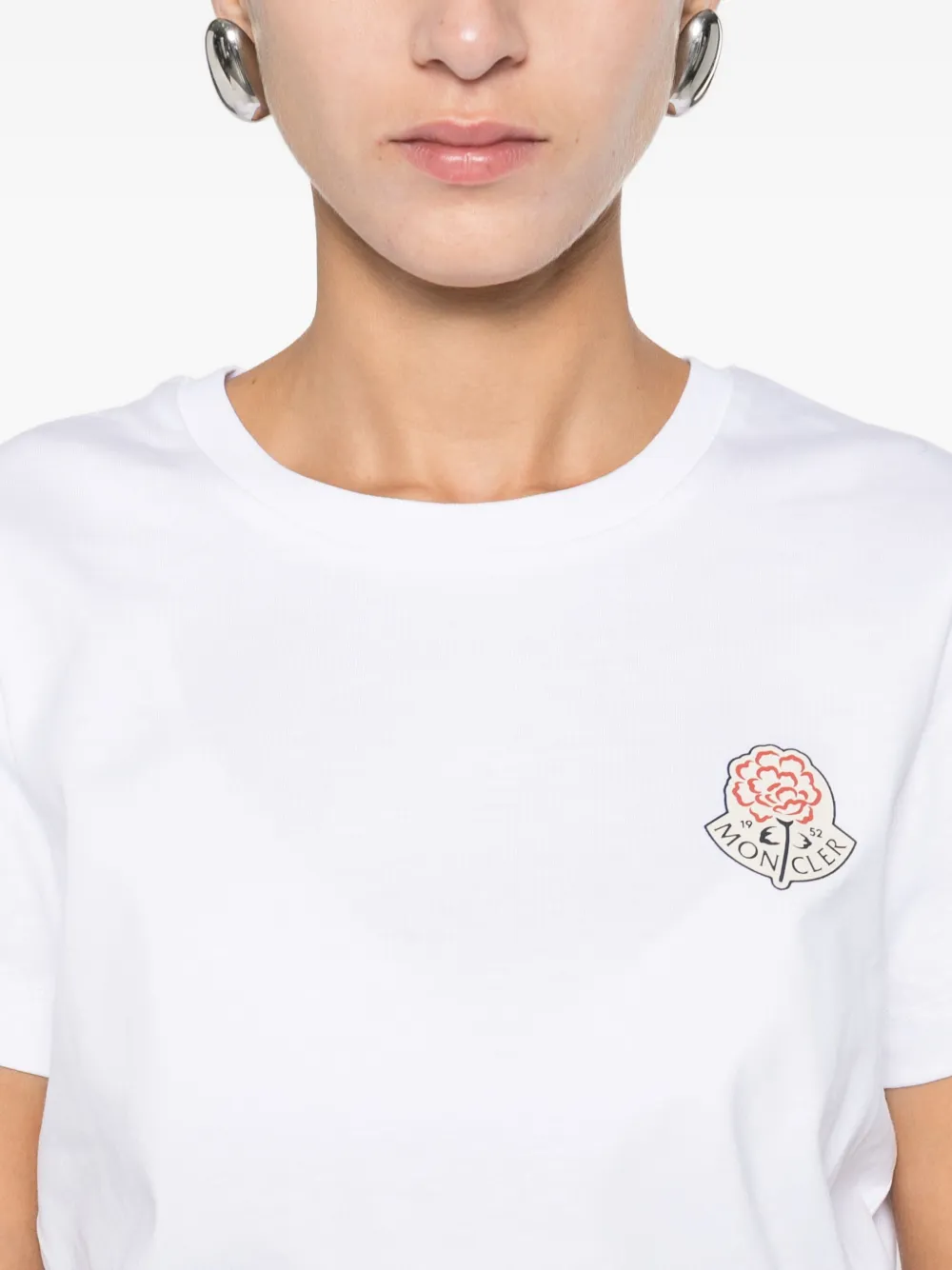 Moncler T-shirt met logodetail en ronde hals Wit