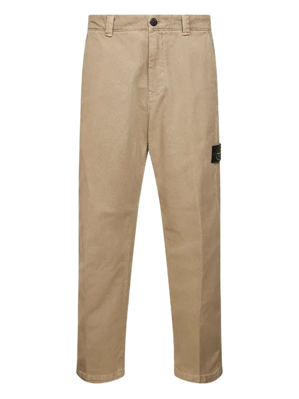Stone Island Logo-badge Trousers in Neutrals
