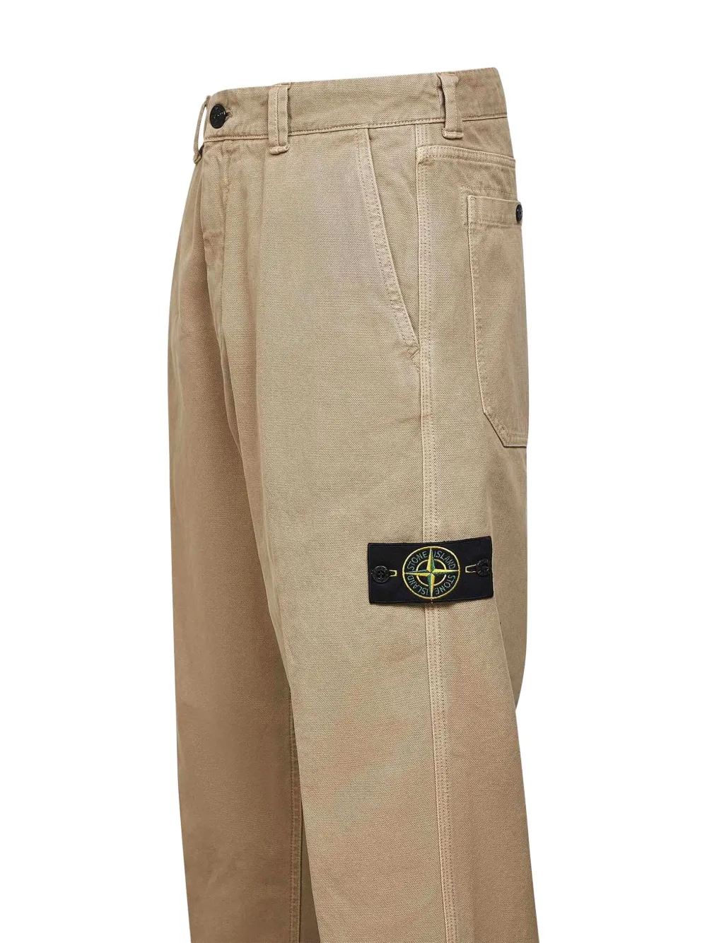 Stone Island Broek met logobadge Beige