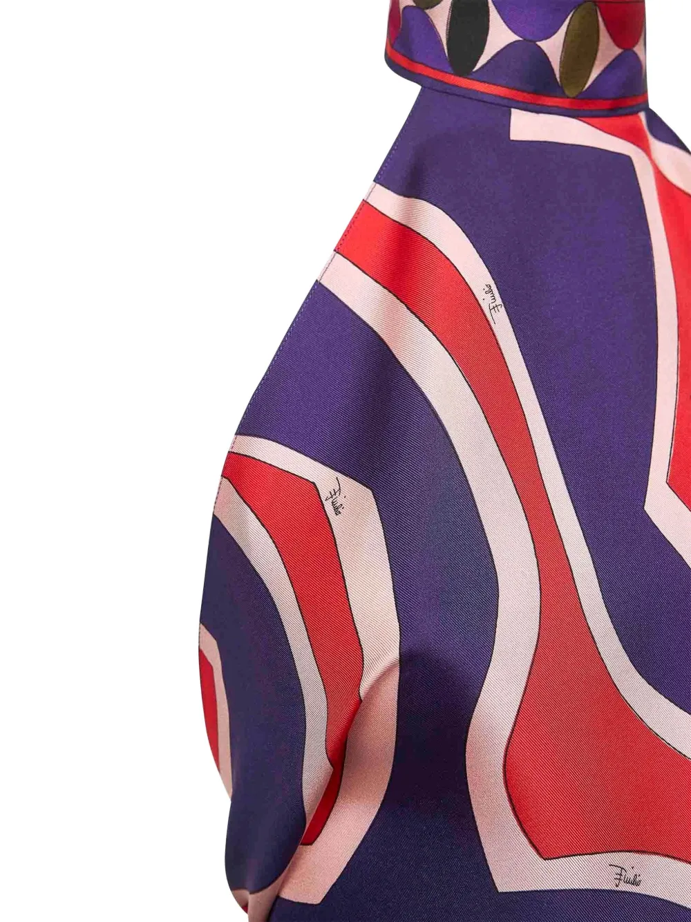 Pucci Labirinto Print Silk Twill Top In Blue