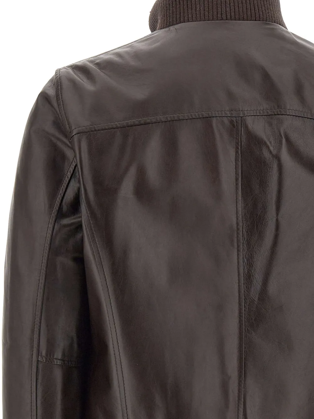 Barba Vermont geribbeld leren jack Bruin