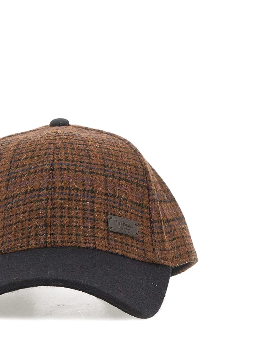 Barbour Houndstooth-pattern Panelled Cap In Brown