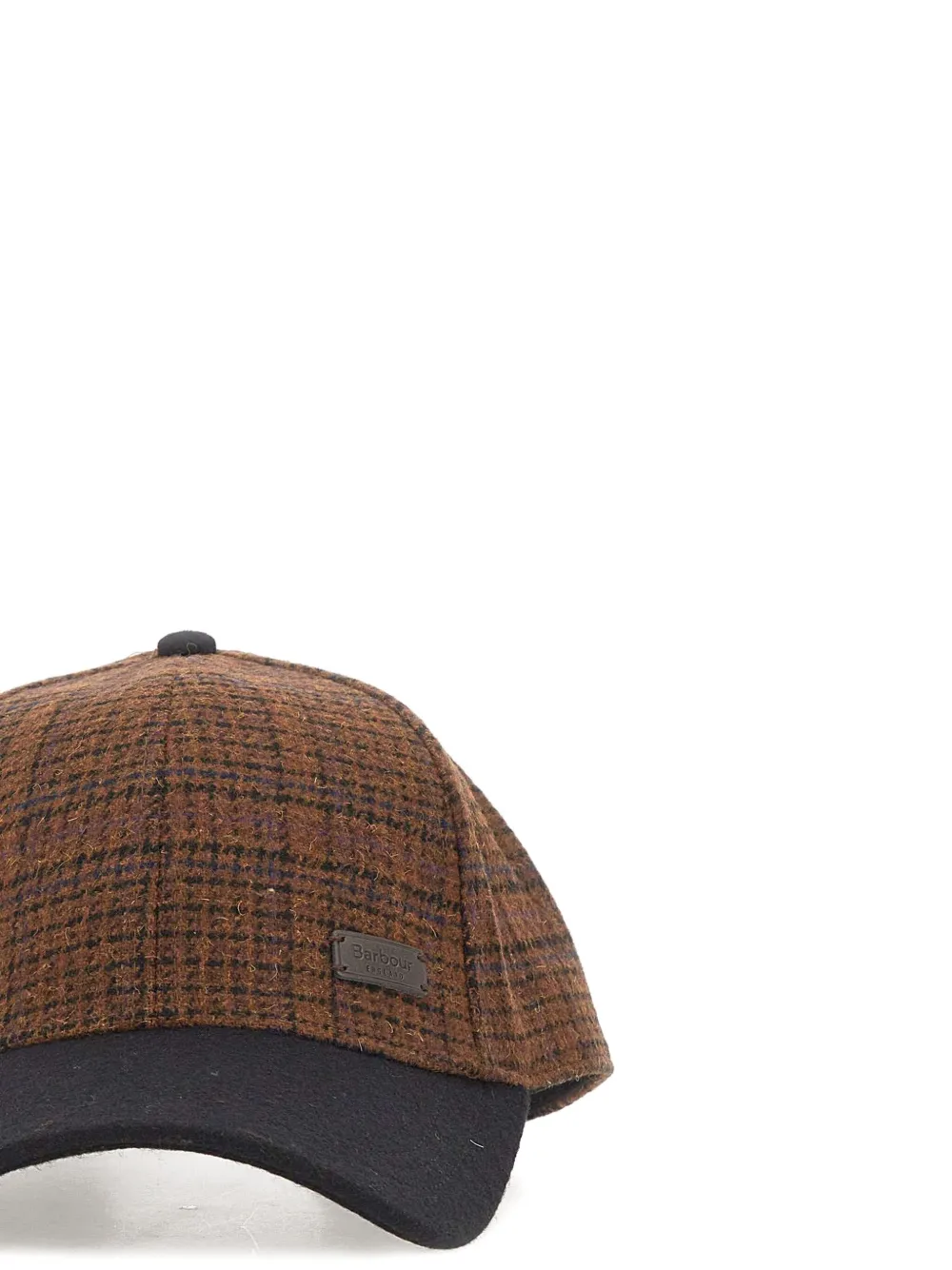 Barbour Houndstooth-pattern Panelled Cap In Brown