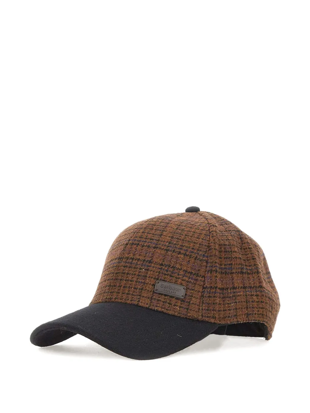 Barbour Houndstooth-pattern Panelled Cap In Brown