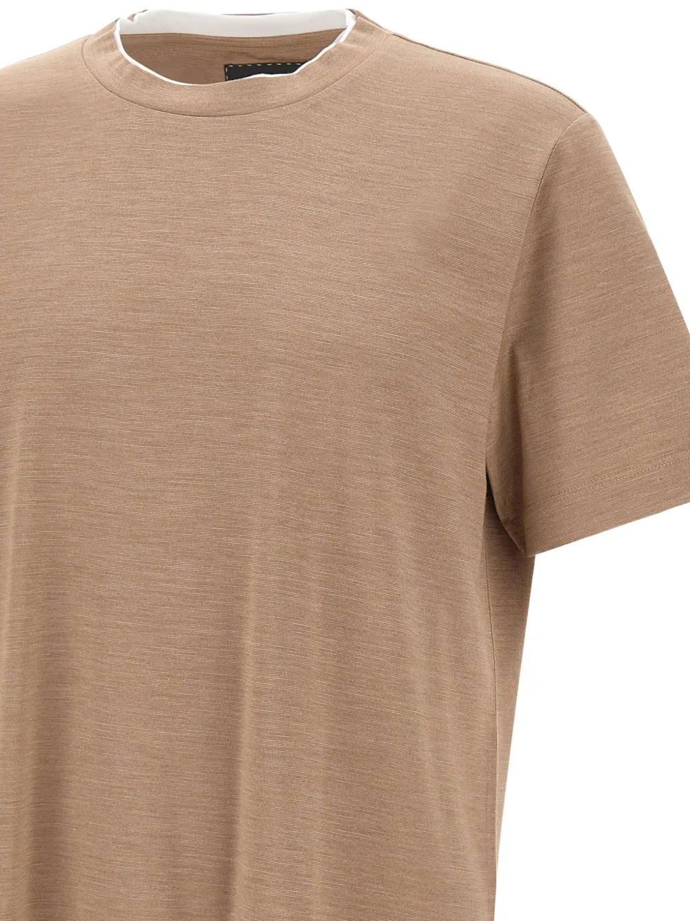 BOSS Overlay T-shirt met ronde hals Beige