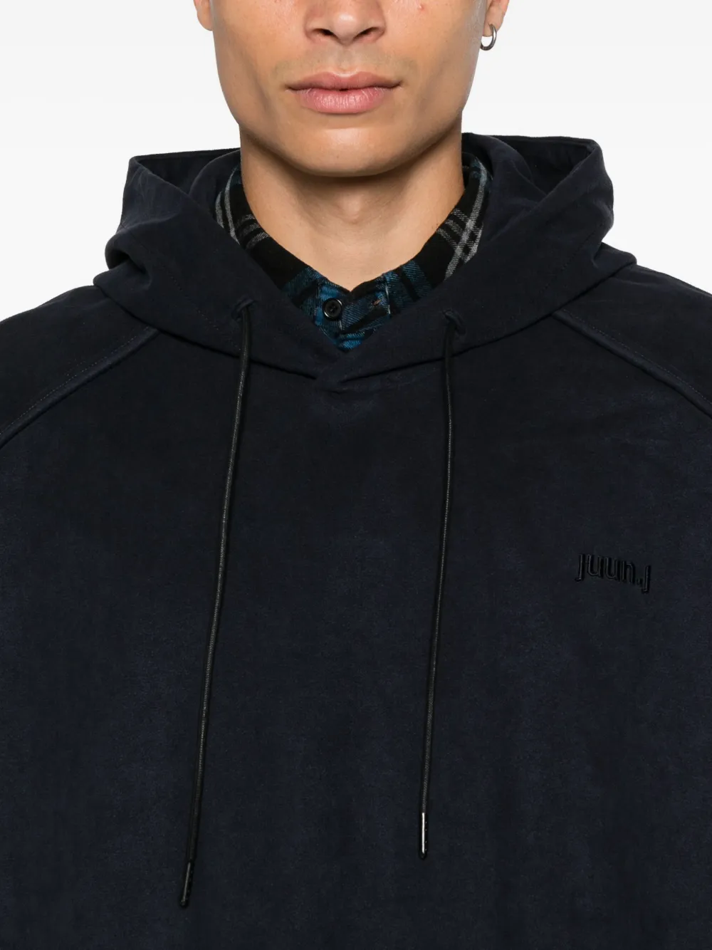 Juun.J Hoodie met geborduurd logo Blauw