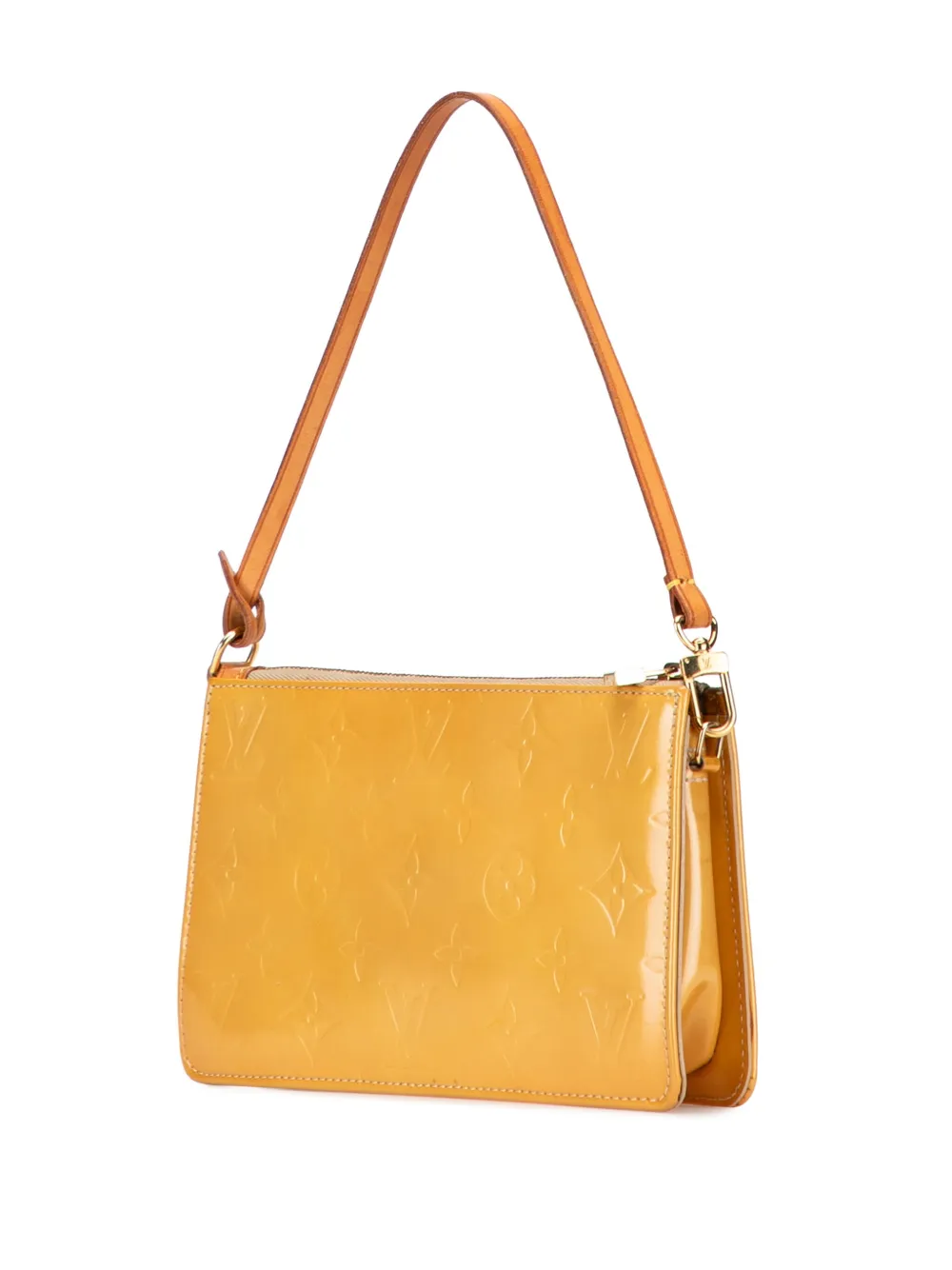Pre-owned Louis Vuitton 2001 Monogram Vernis Pochette Lexington Shoulder Bag In Yellow