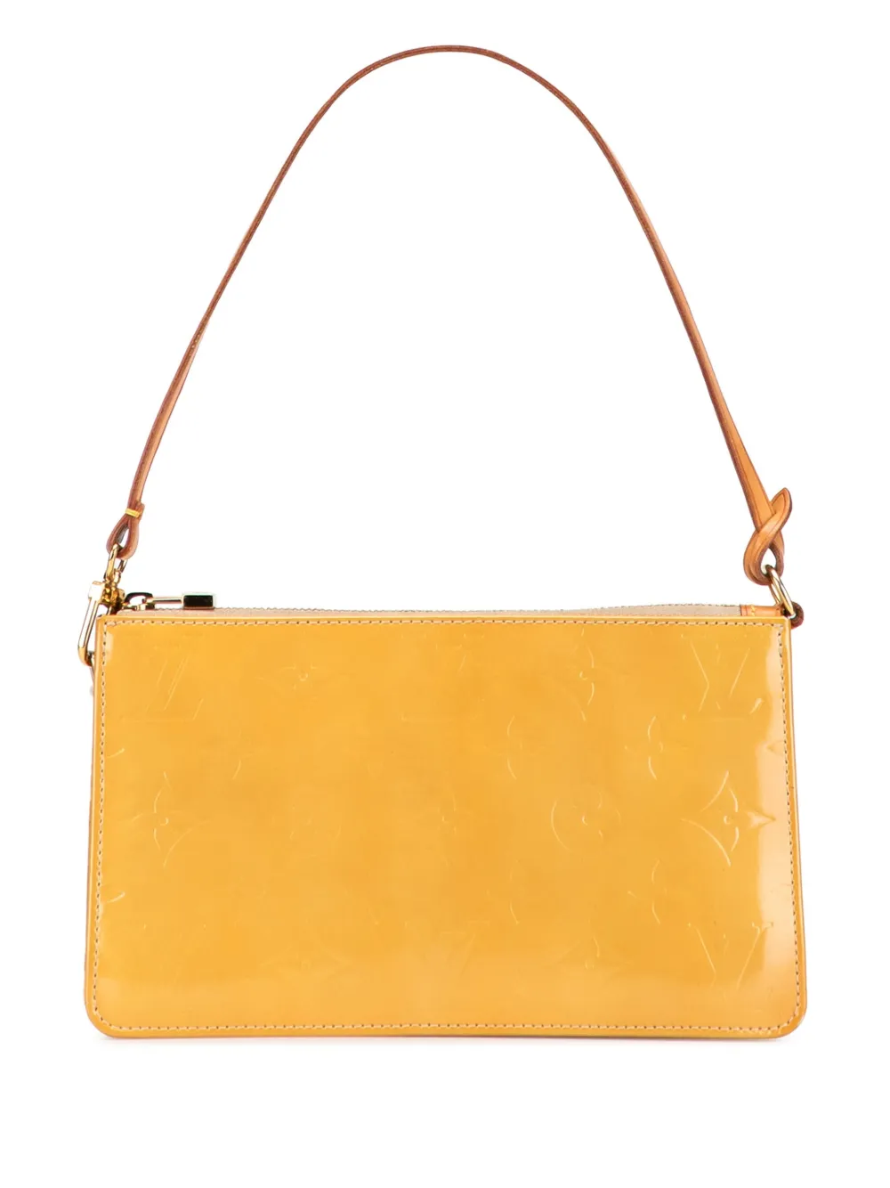Pre-owned Louis Vuitton 2001 Monogram Vernis Pochette Lexington Shoulder Bag In Yellow