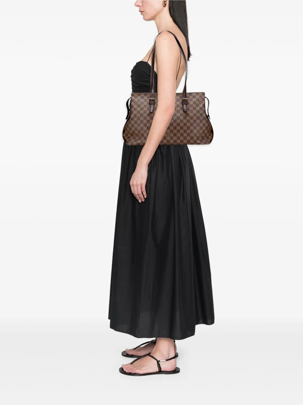 Pre-owned Louis Vuitton 2006 Damier Ebene Chelsea Shoulder Bag In Brown