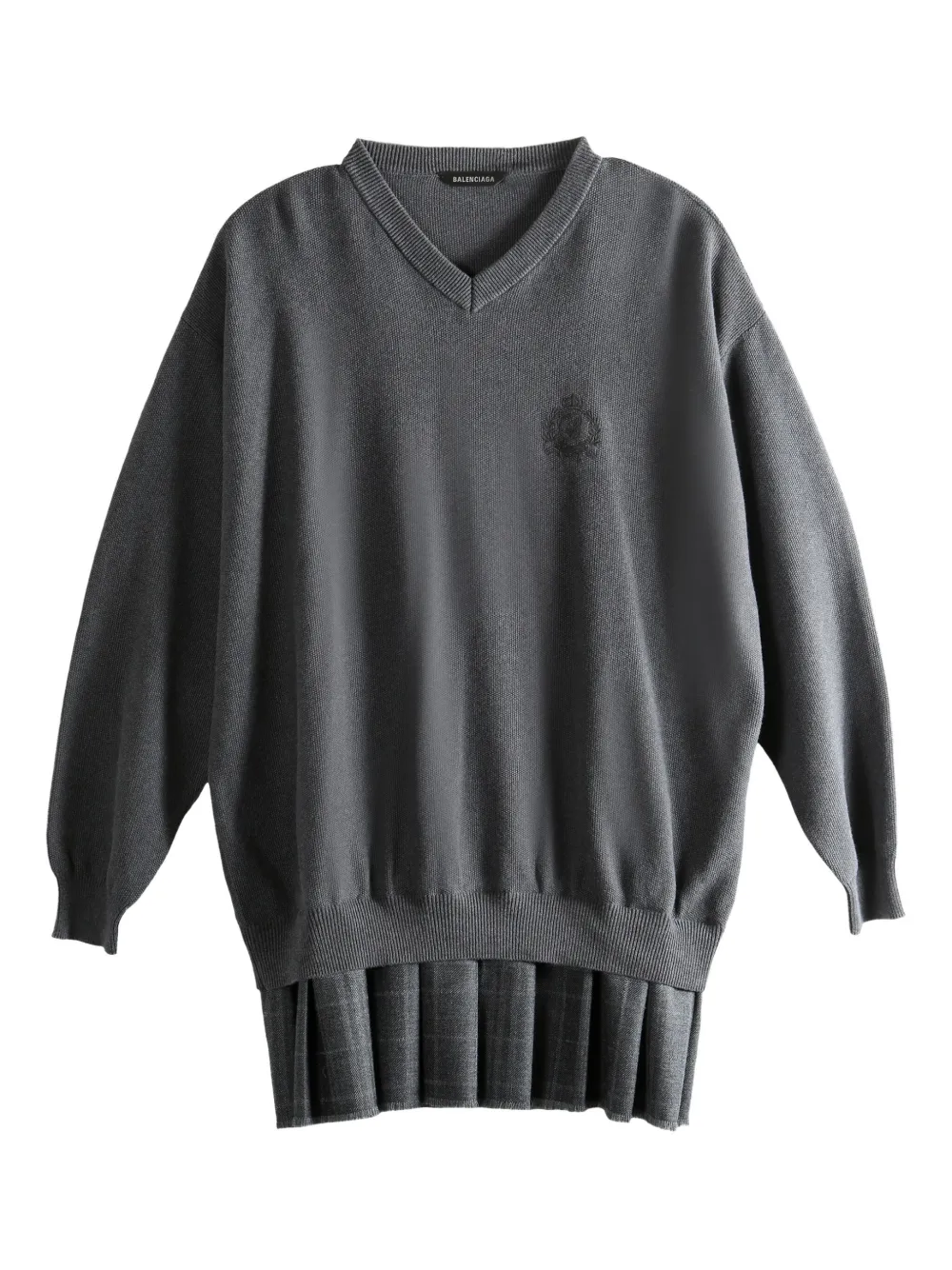 Balenciaga Long Sleeve Layered Sweater Dress In Gray