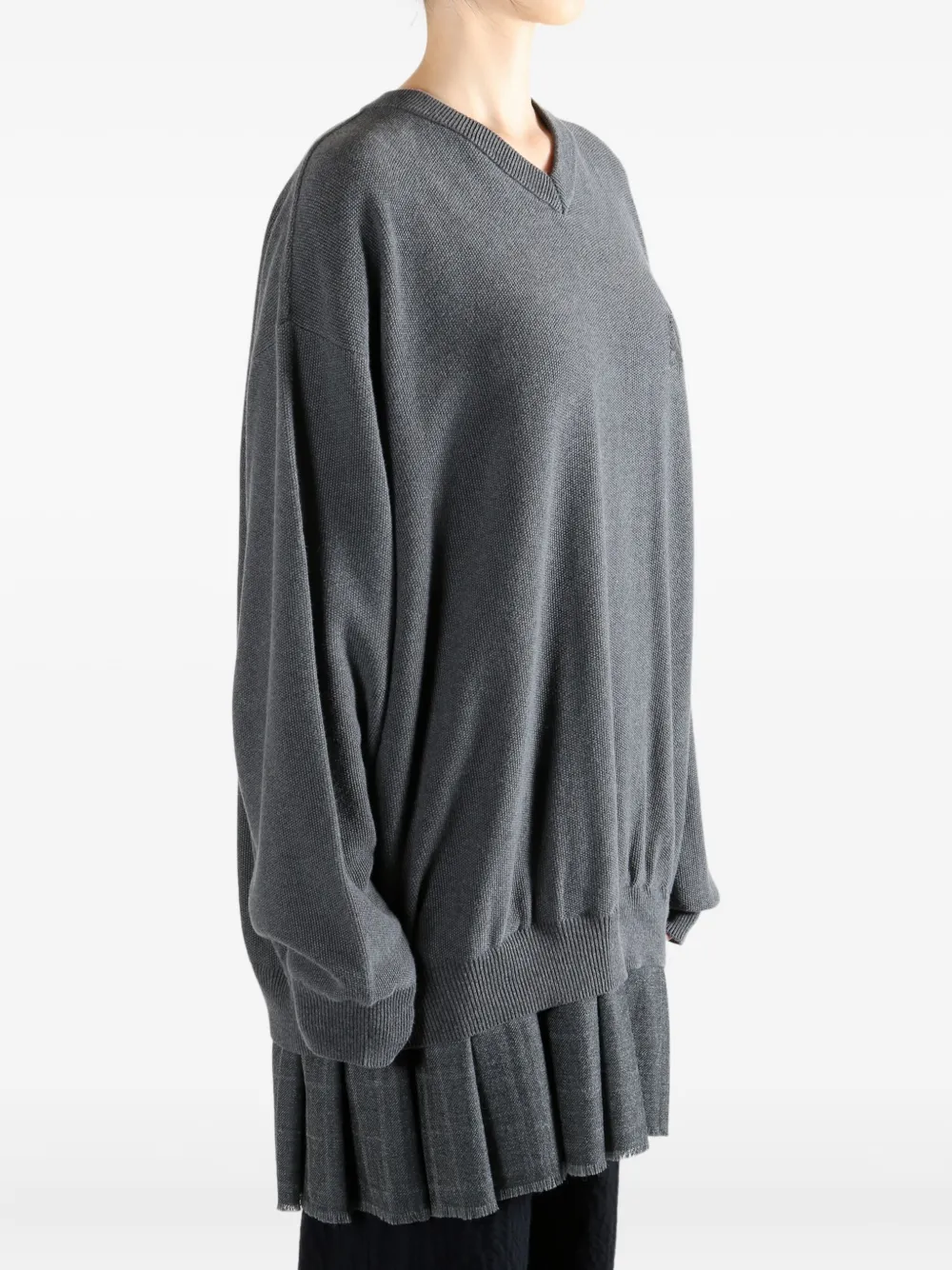 Balenciaga Long Sleeve Layered Sweater Dress In Gray