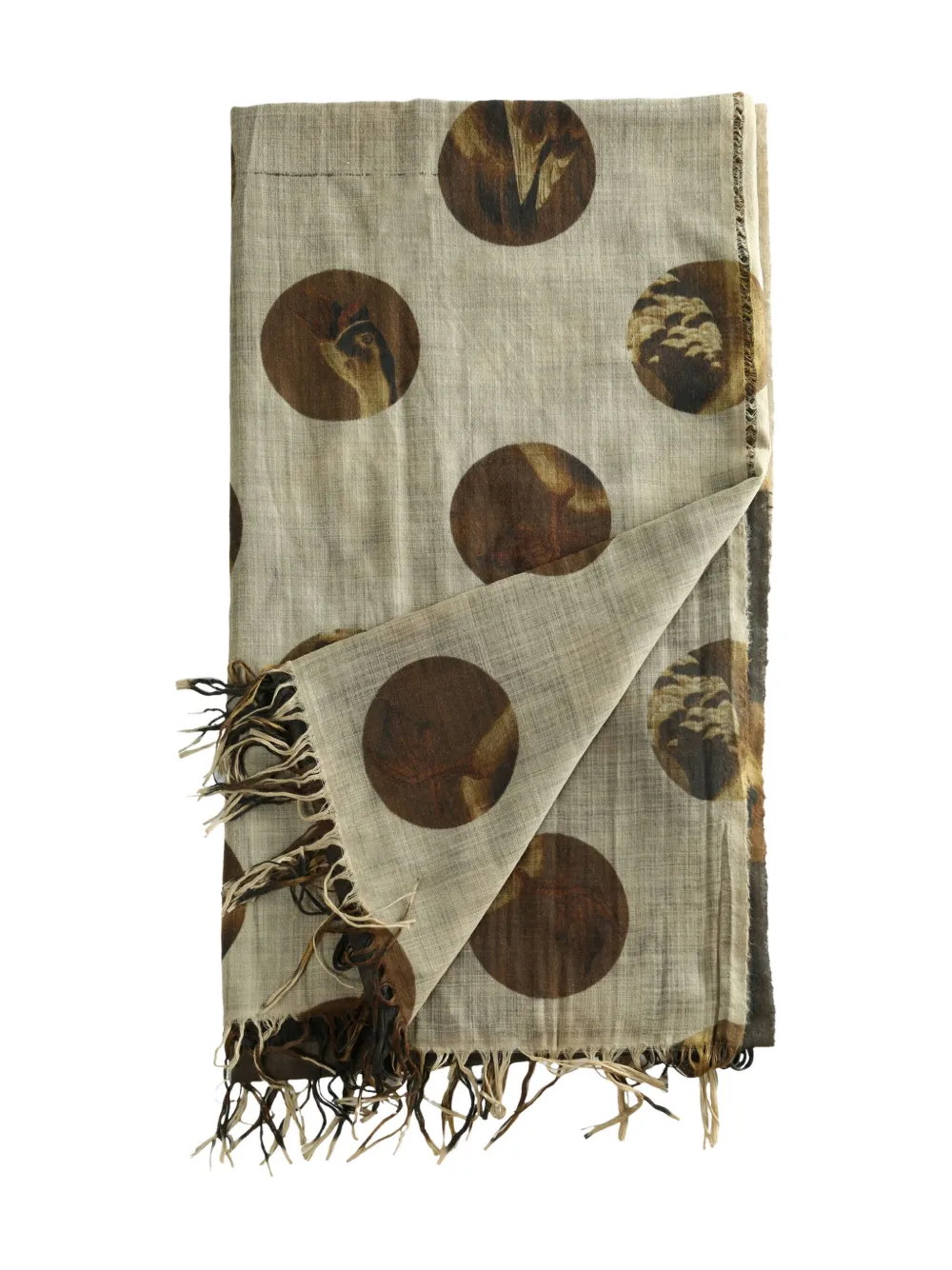 Uma Wang Polka-dot Fringed Scarf In Green
