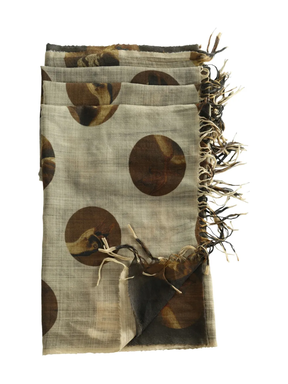 Uma Wang Polka-dot Fringed Scarf In Green