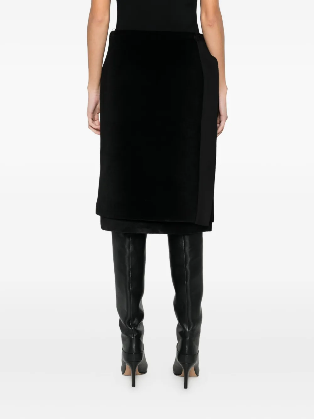 Jil Sander Layered Straight Skirt In Black