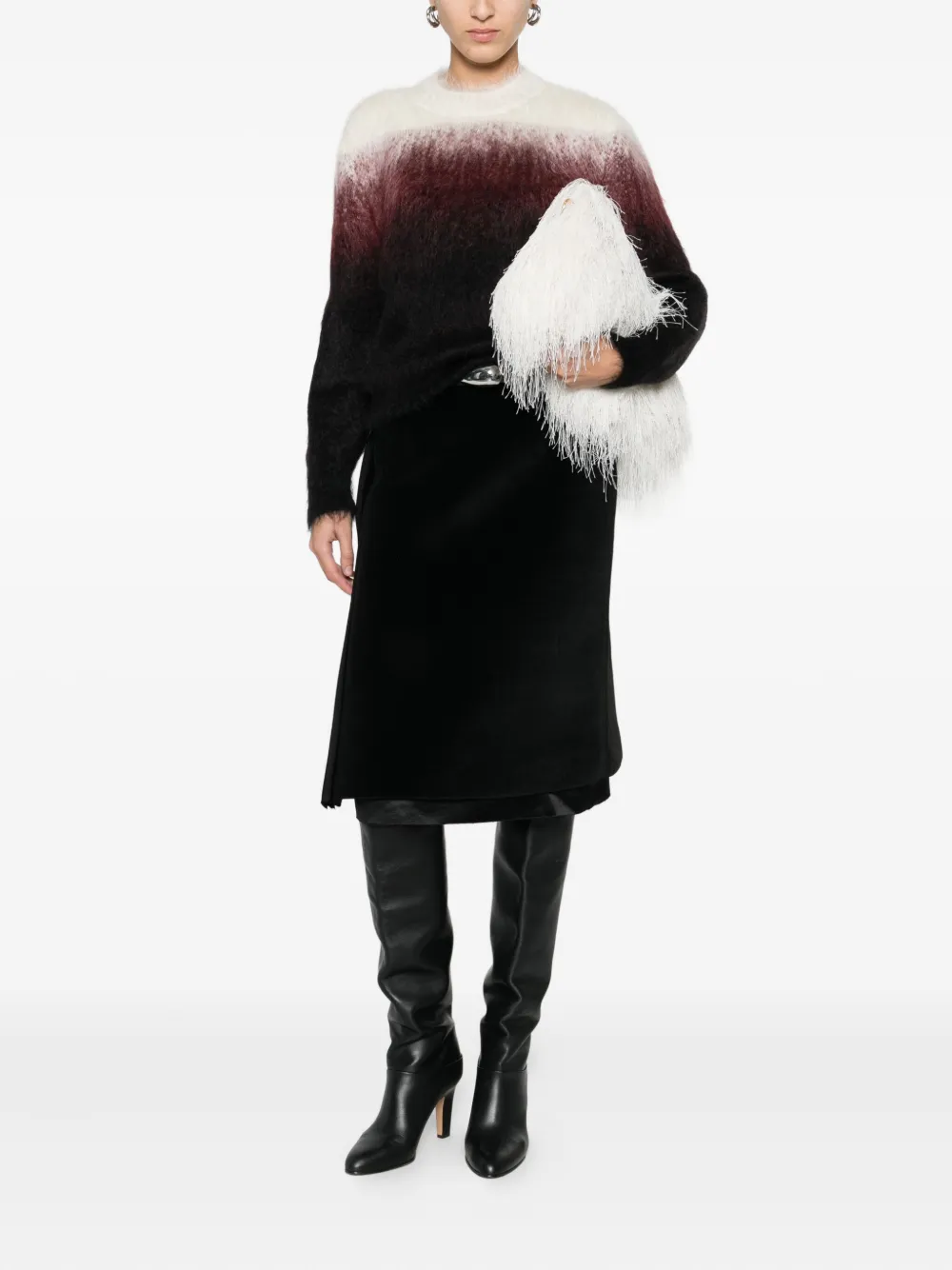 Jil Sander layered straight skirt - Zwart