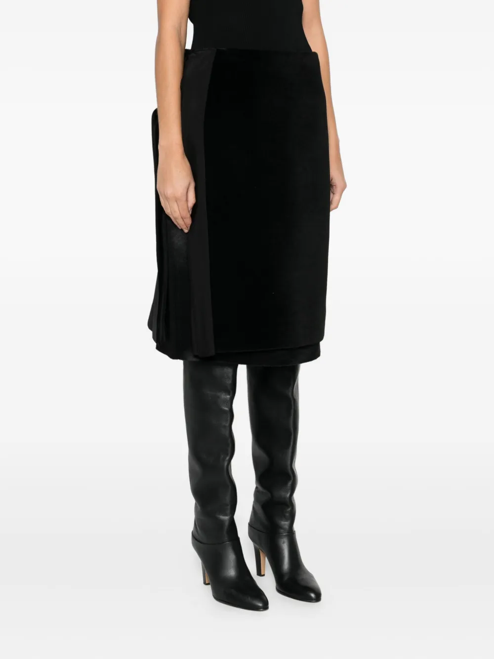 Jil Sander Layered Straight Skirt In Black
