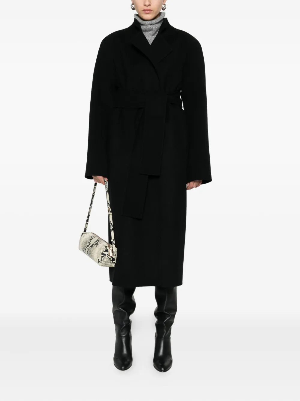 Khaite Belted Wool Coat In Black