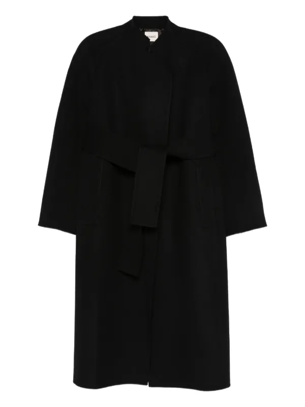 Khaite Belted Wool Coat in Black