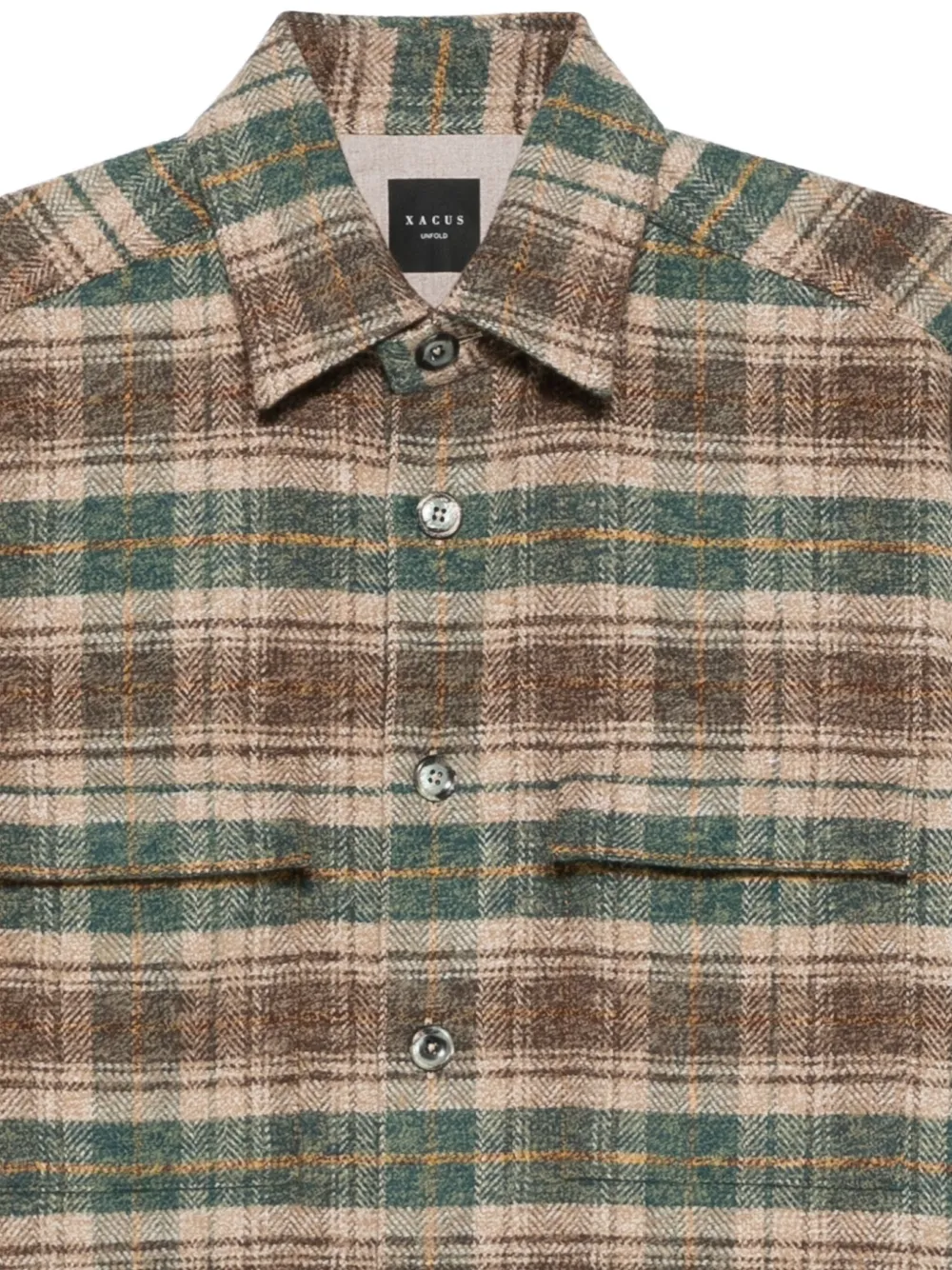 Xacus Geruit overhemd met zak Bruin