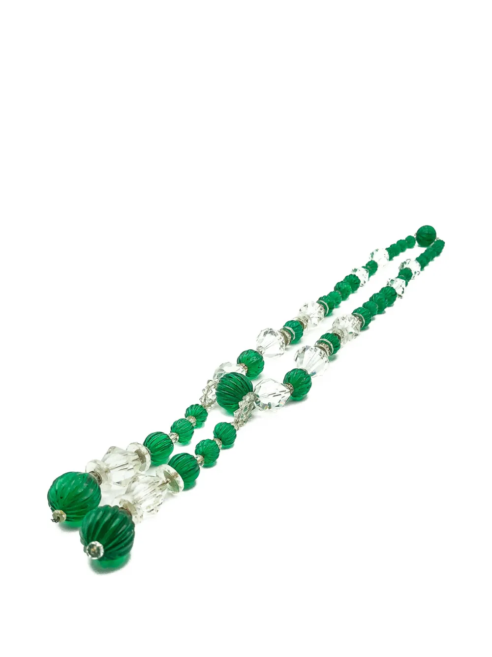 1920s Art Deco French Melon Cut Emerald Sautoir