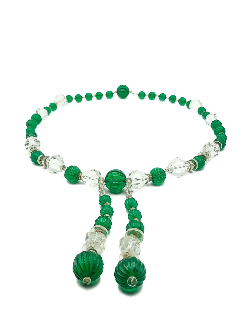 1920s Art Deco French Melon Cut Emerald Sautoir