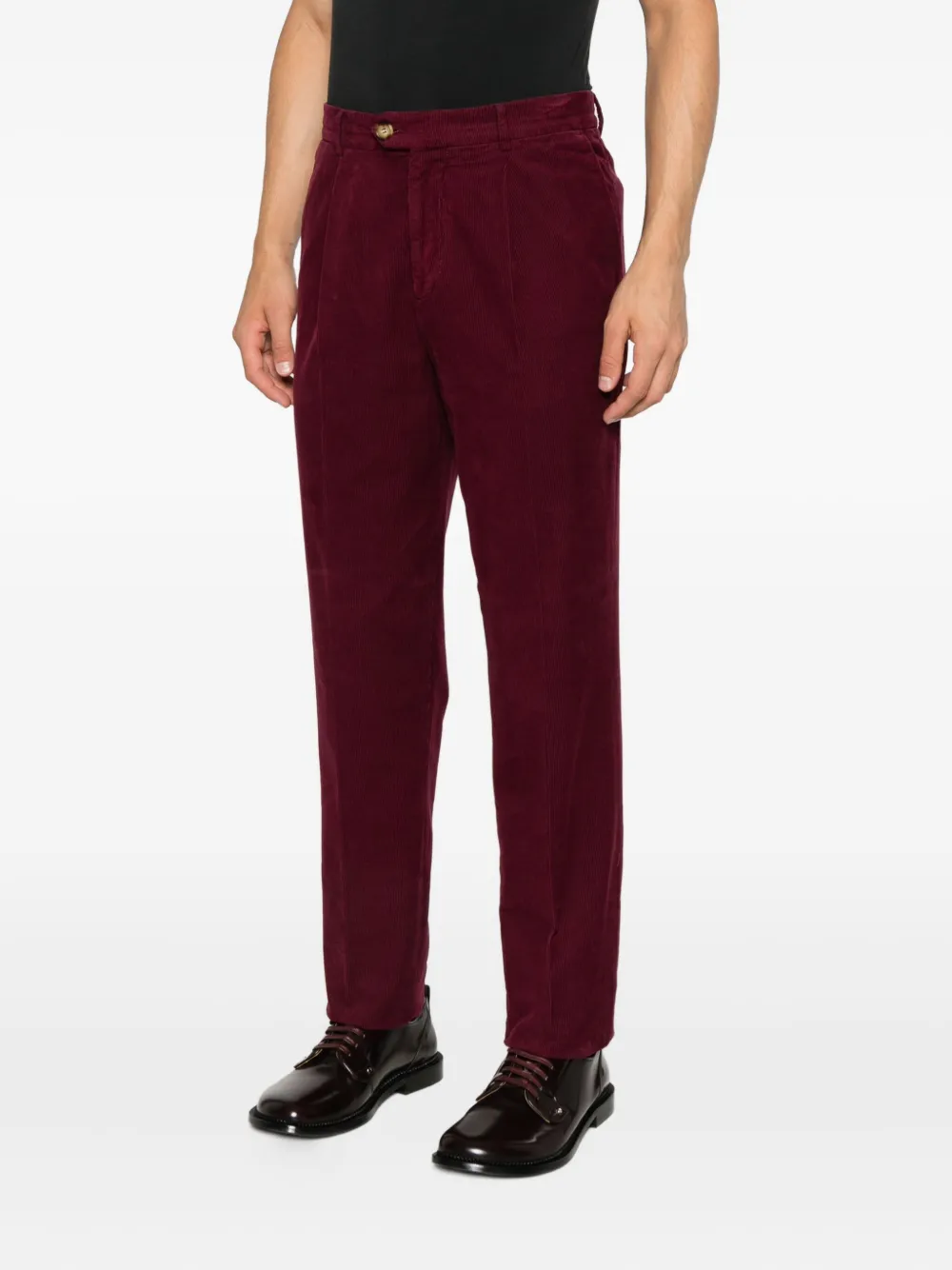 Brunello Cucinelli Ribfluwelen plooibroek Rood