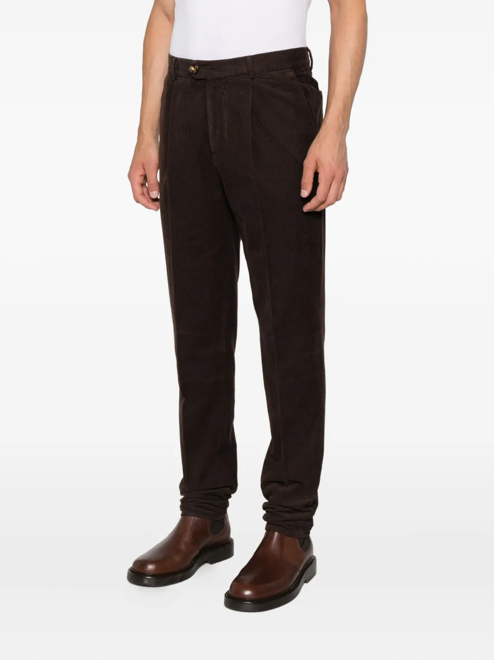 Brunello Cucinelli Ribfluwelen plooibroek Bruin