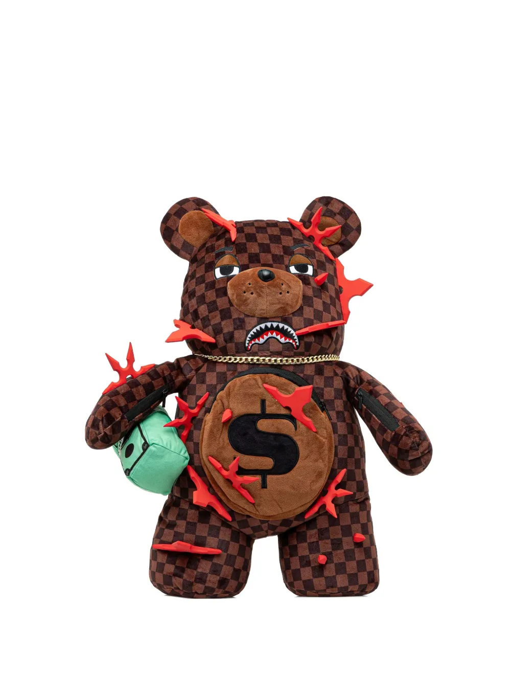 Sprayground checked-pattern bear-shape backpack | Brown | Image 1