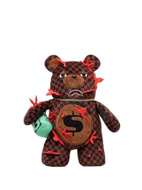 Sprayground checked-pattern bear-shape backpack