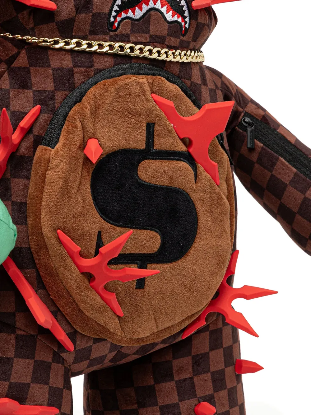 Sprayground Checked-pattern Bear-shape Backpack In Brown