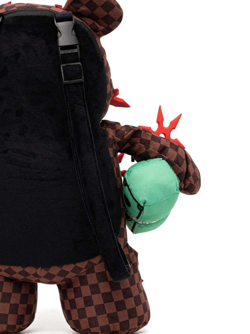 Sprayground Checked-pattern Bear-shape Backpack In Brown