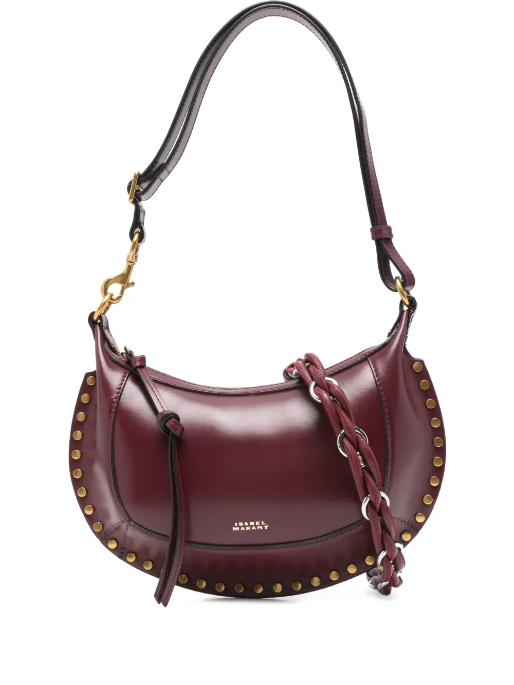 Isabel Marant Oskan Moon Studded Shoulder Bag In Red