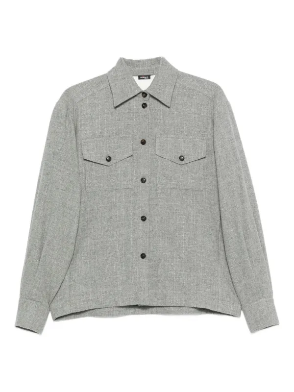 Kiton Chest-pockets Buttoned Overshirt in Grey