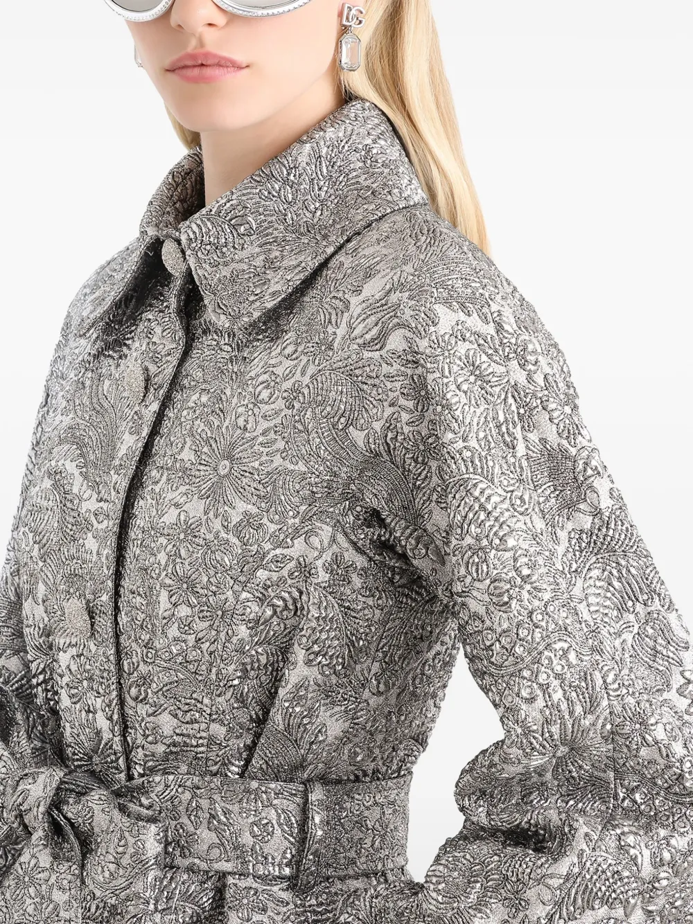 Dolce & Gabbana Jas met bloemjacquard Zilver