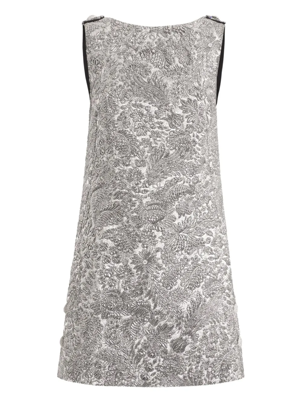 Dolce & Gabbana Floral-jacquard Mini Dress In Metallic